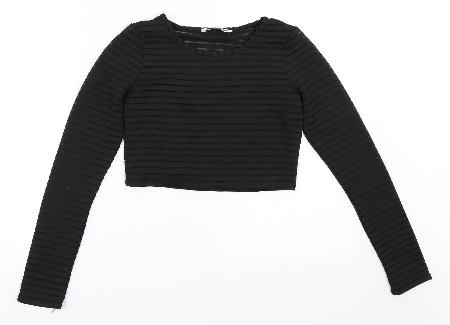 Blonde + Blonde Womens Black Striped  Cropped Blouse Size 8