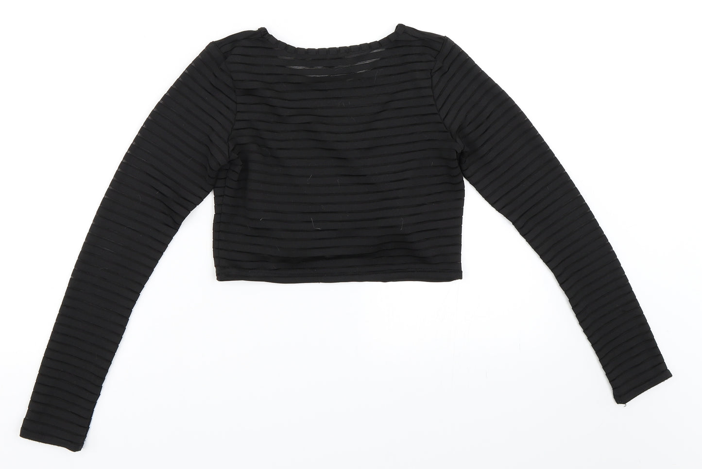 Blonde + Blonde Womens Black Striped  Cropped Blouse Size 8