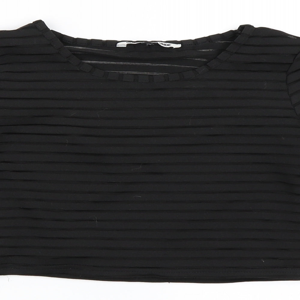 Blonde + Blonde Womens Black Striped  Cropped Blouse Size 8