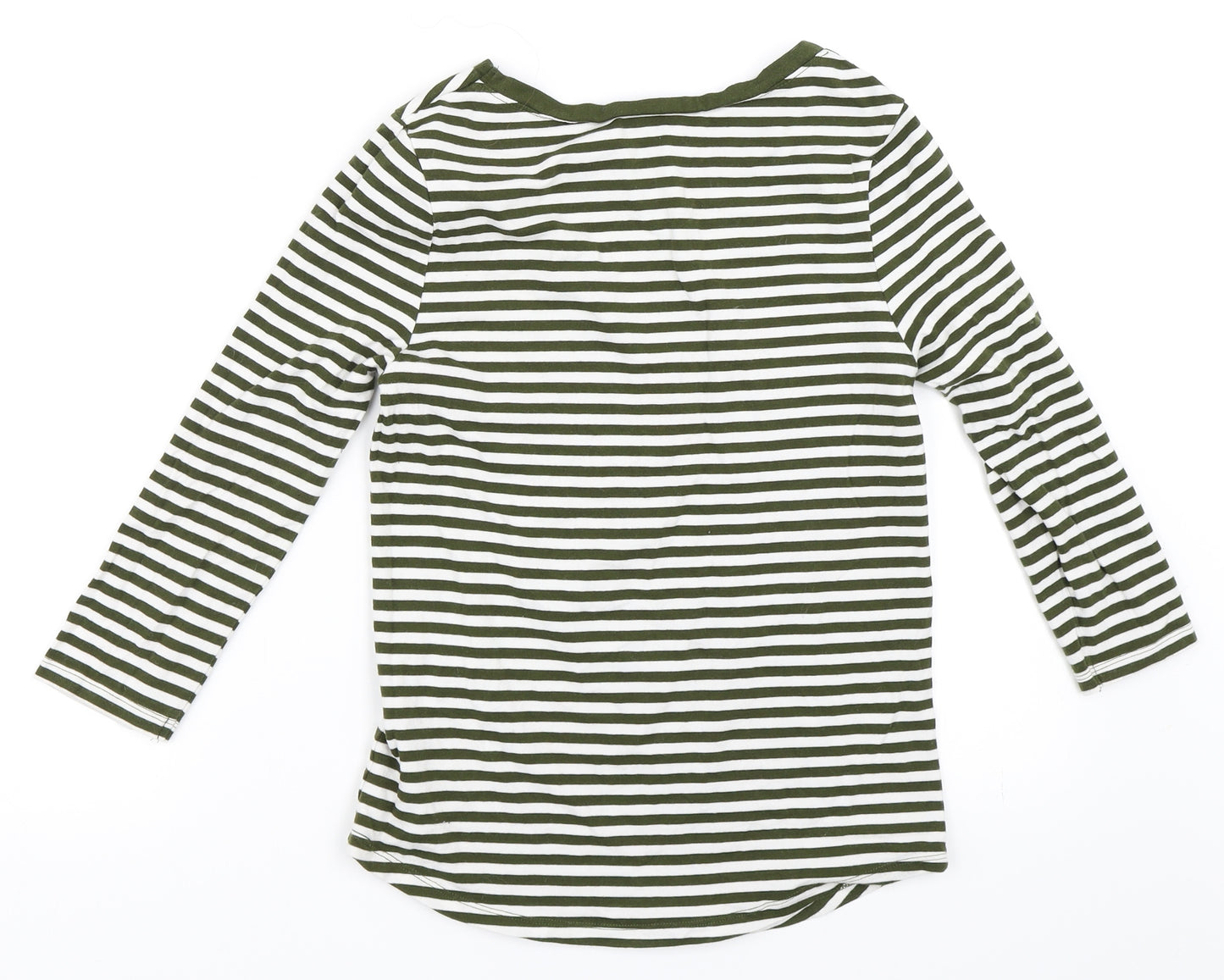 New Look Womens Green Striped  Basic T-Shirt Size 10