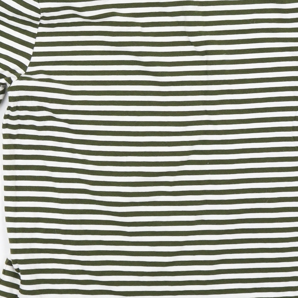 New Look Womens Green Striped  Basic T-Shirt Size 10