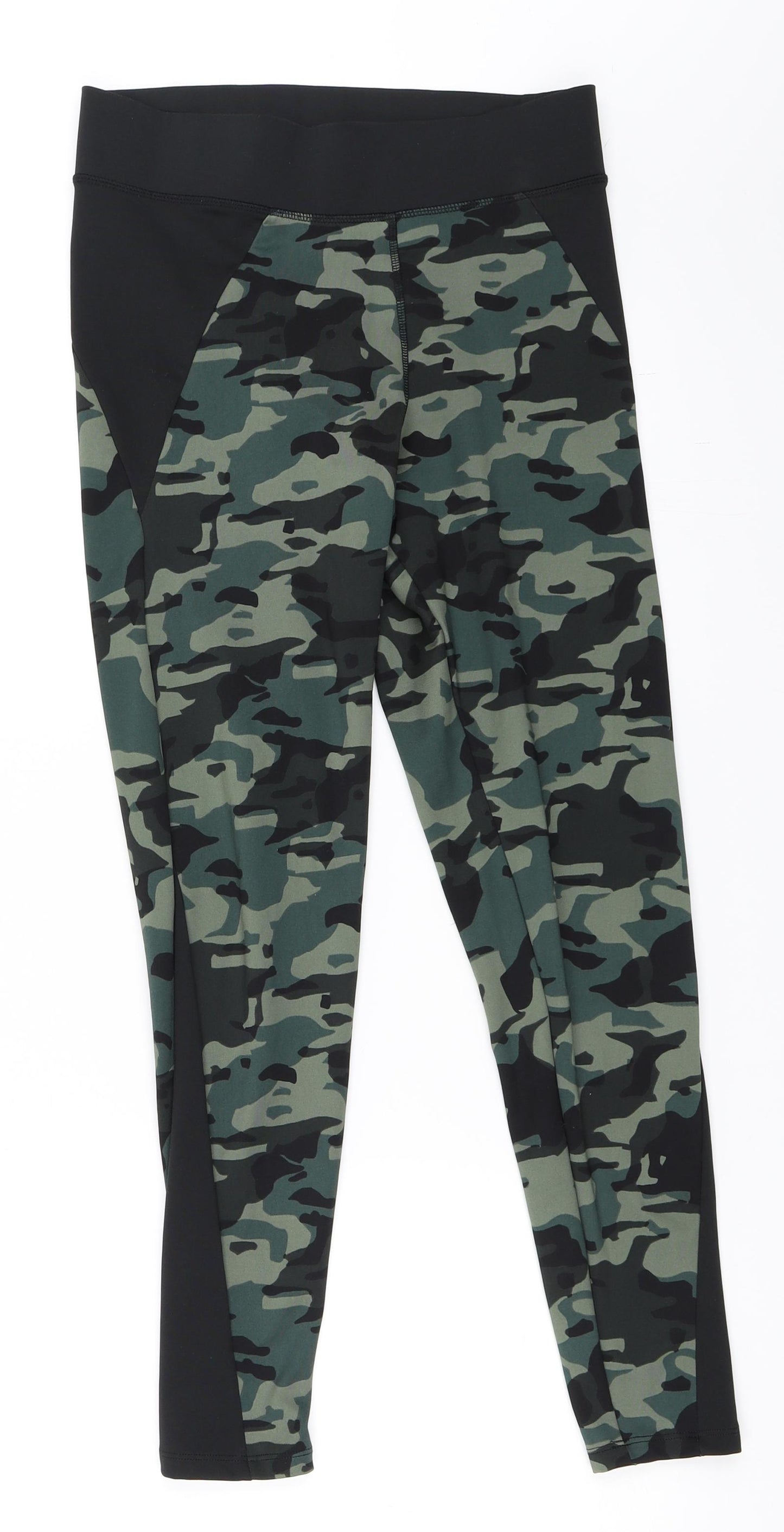 F&F Womens Green Camouflage  Compression Leggings Size 12 L27 in