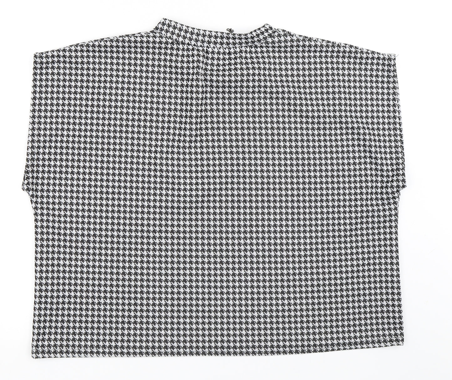 Misspap Womens Black Houndstooth  Basic Blouse Size L