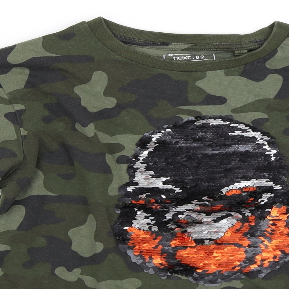 NEXT Boys Green Camouflage  Pullover Sweatshirt Size 8 Years