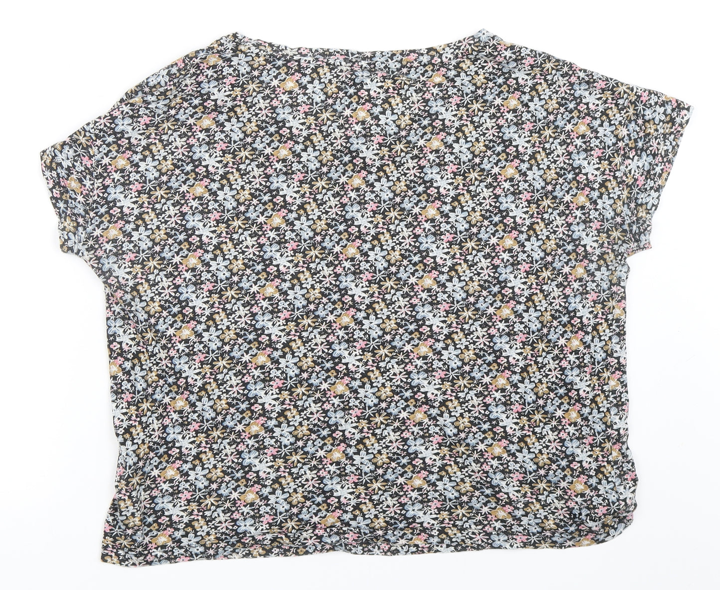 Fat Fac Womens Black Floral  Basic T-Shirt Size 12