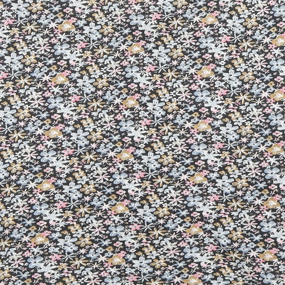 Fat Fac Womens Black Floral  Basic T-Shirt Size 12