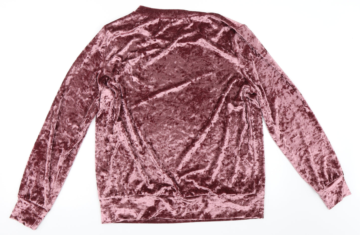 QED London Womens Pink  Velour Pullover Sweatshirt Size L