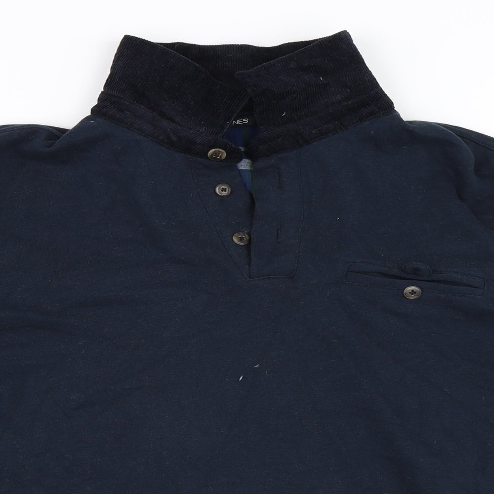 DUNNES Mens Blue   Henley Sweatshirt Size M