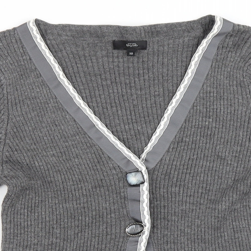 Per Una Womens Grey   Cardigan Jumper Size 18