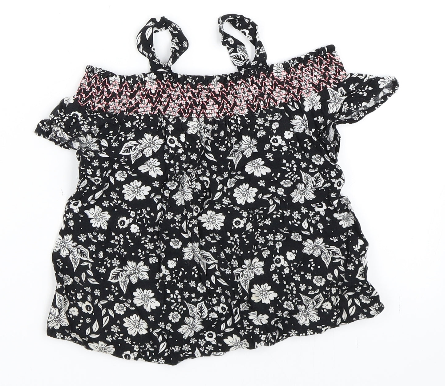 Matalan Girls Black Floral  Basic Blouse Size 5 Years