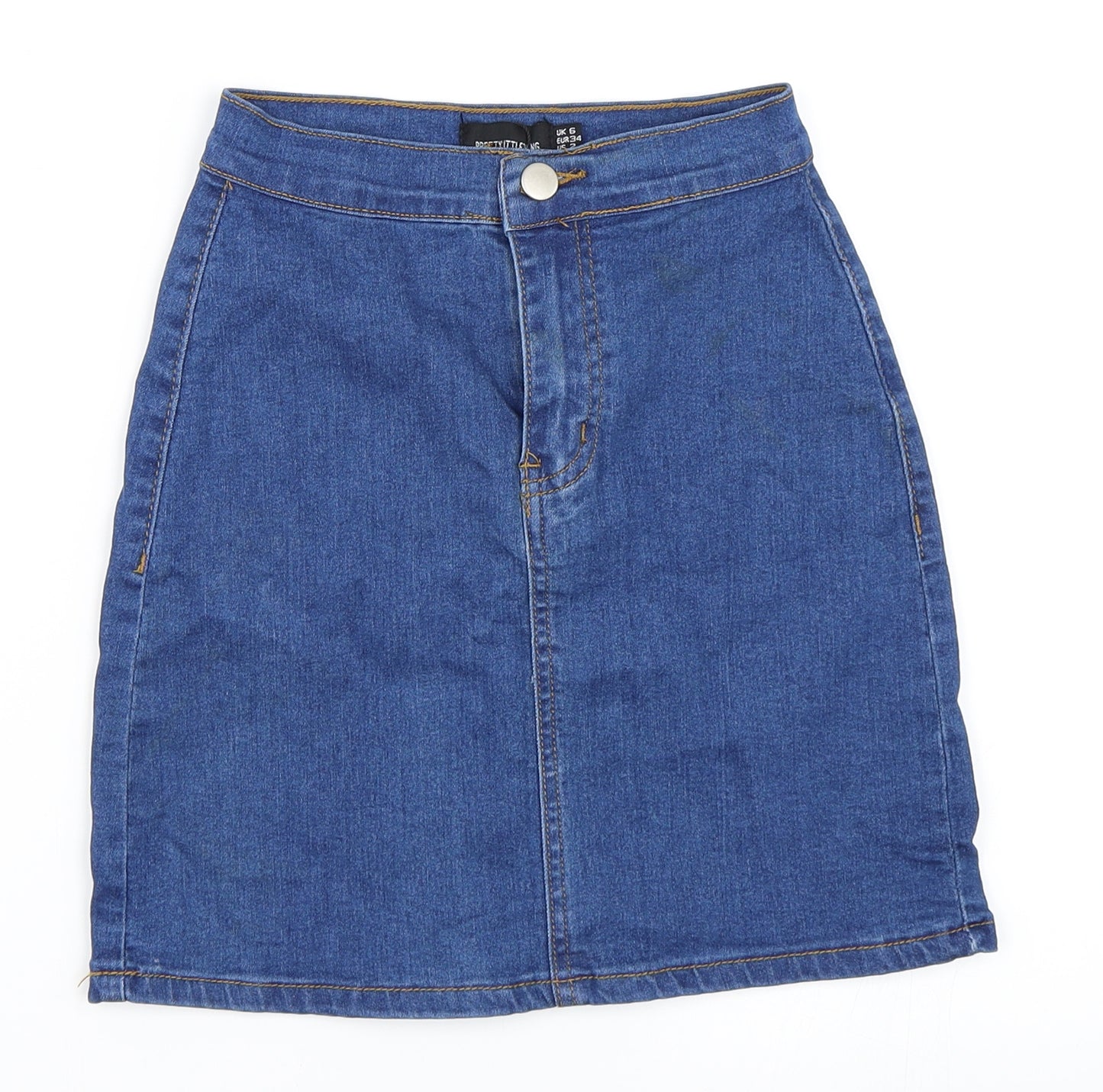 PRETTYLITTLETHING Womens Blue  Denim Mini Skirt Size 6