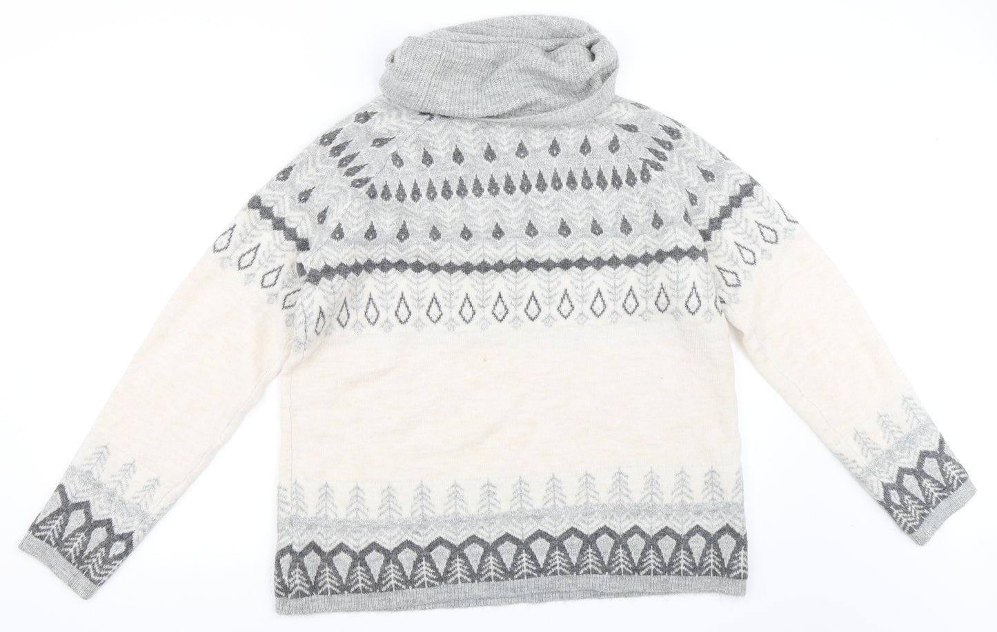 TU Womens Grey Geometric  Pullover Jumper Size 16