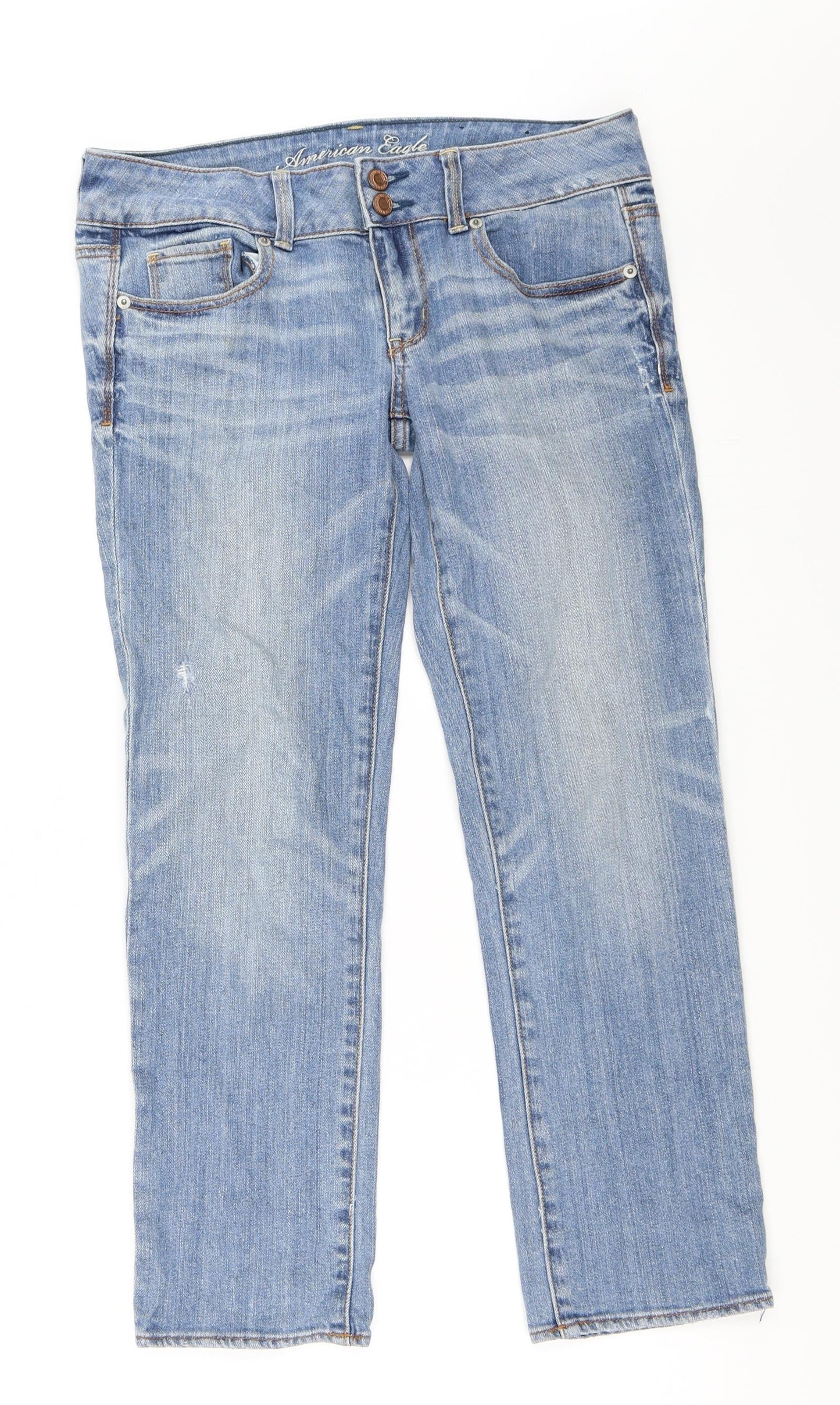 American Eagle Womens Blue  Denim Straight Jeans Size 6 L25 in