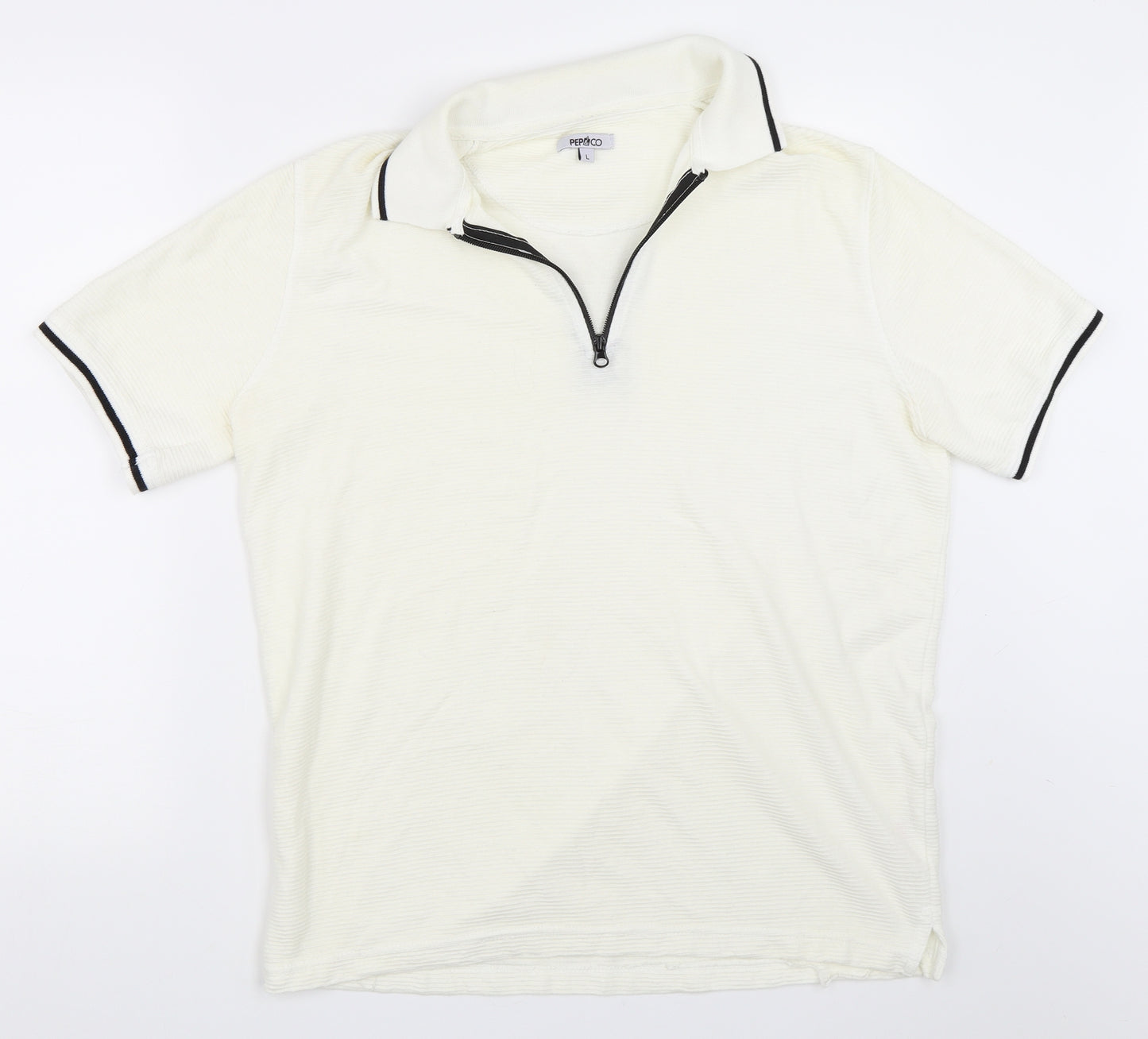 Pep&Co Mens Ivory    Polo Size L