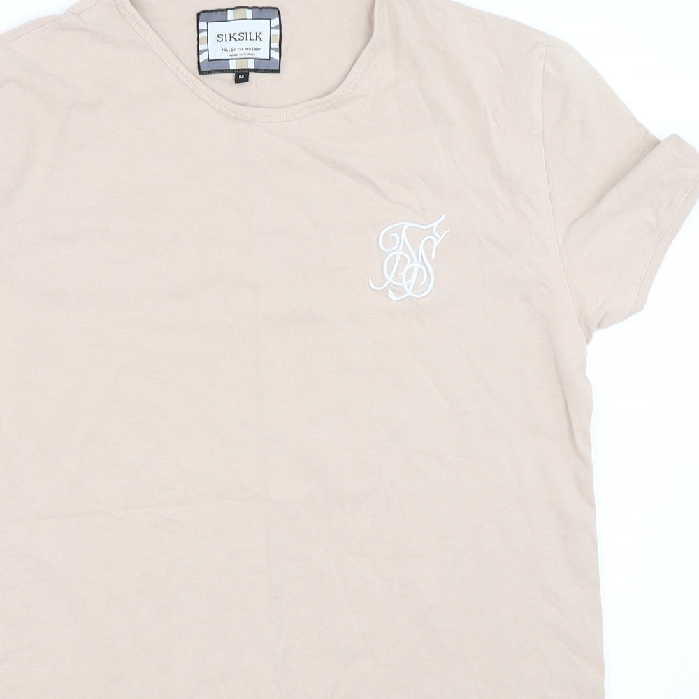 SikSilk Mens Beige    T-Shirt Size M