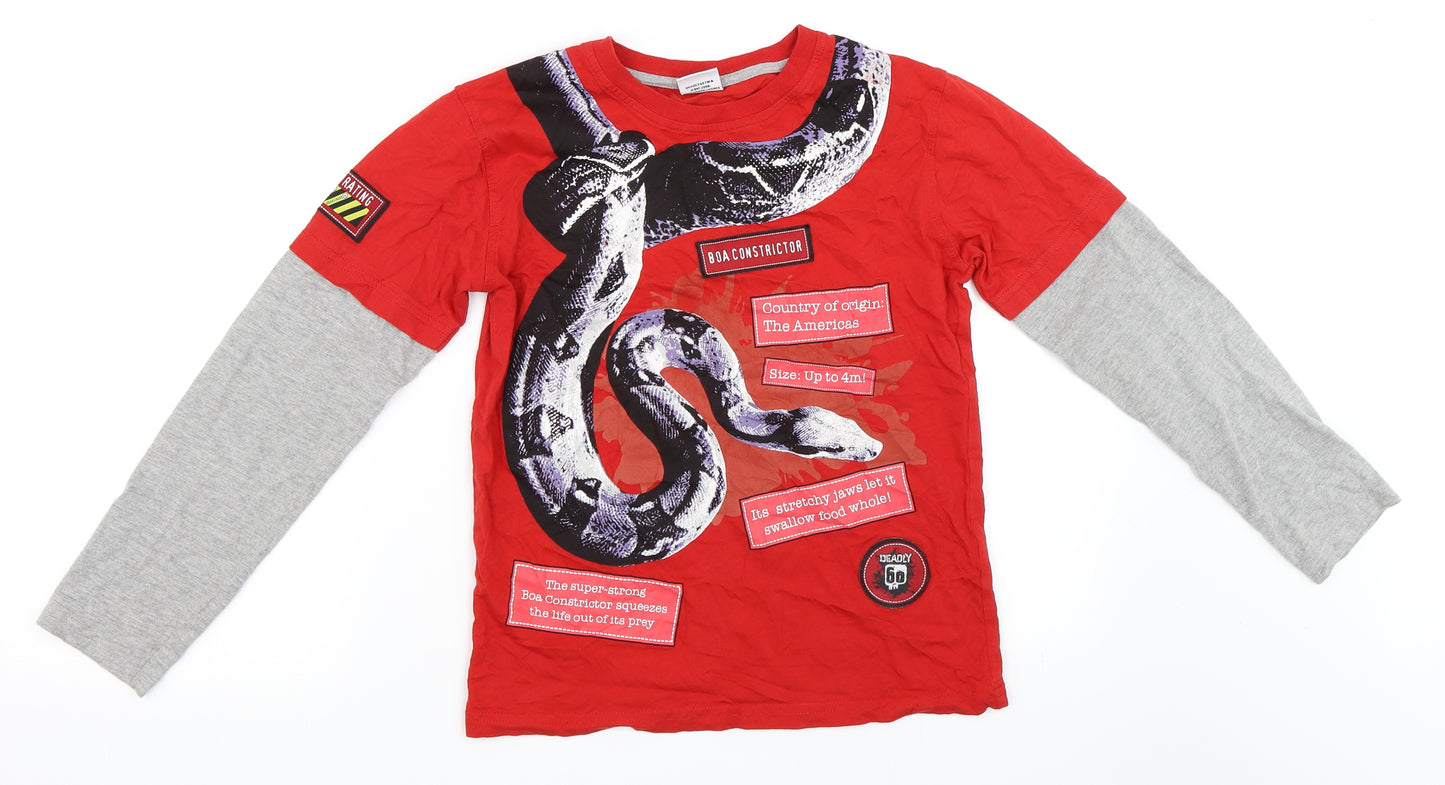 George Boys Red   Basic T-Shirt Size 9-10 Years  - deadly 60