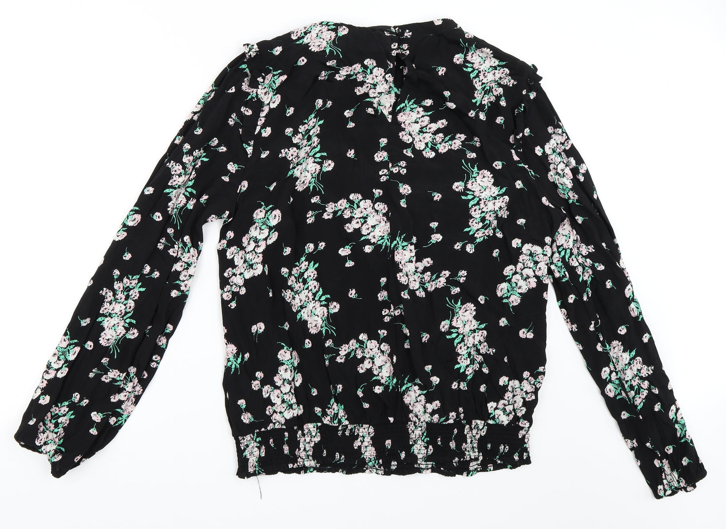 Oasis Womens Black Floral  Basic Blouse Size 18