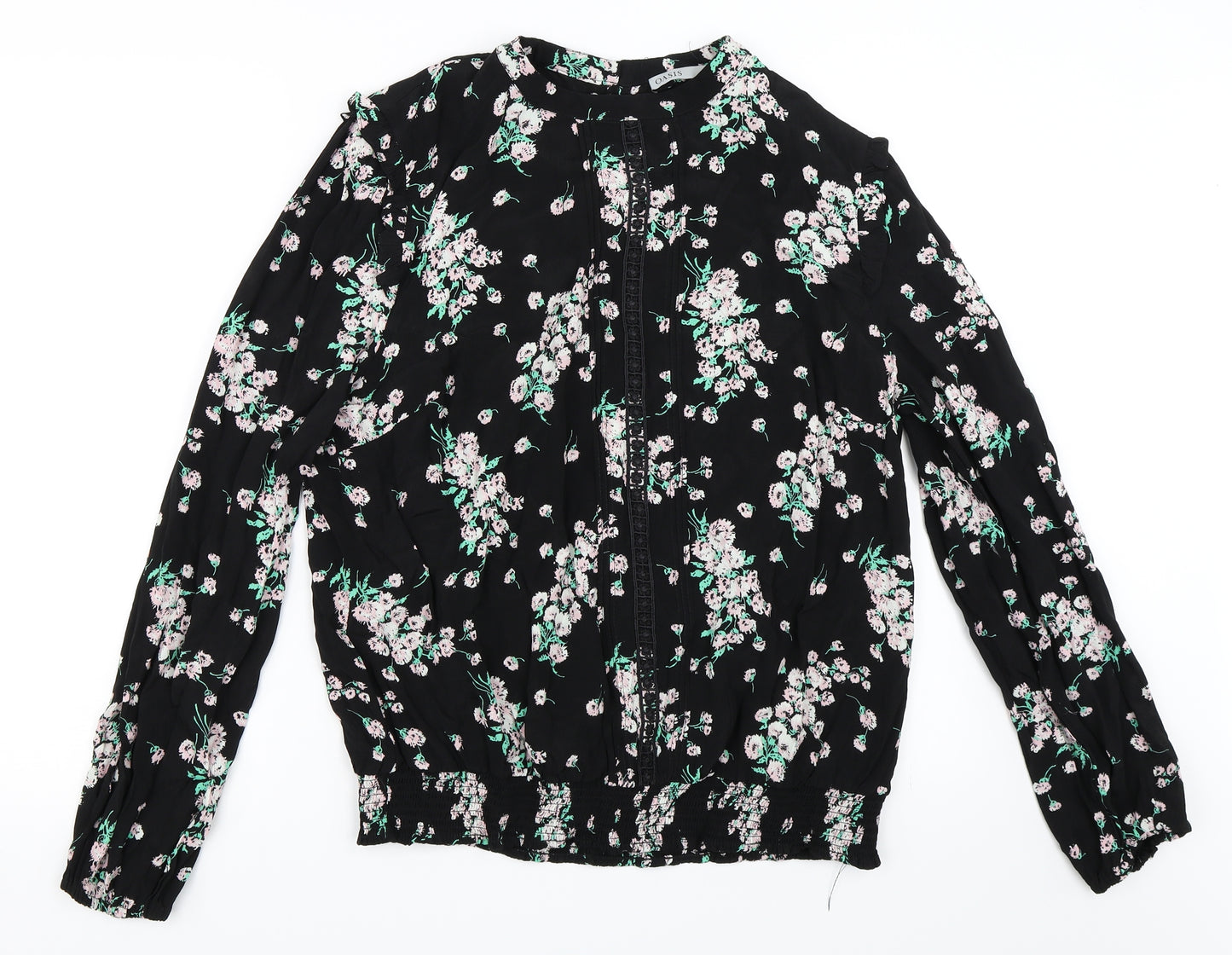Oasis Womens Black Floral  Basic Blouse Size 18