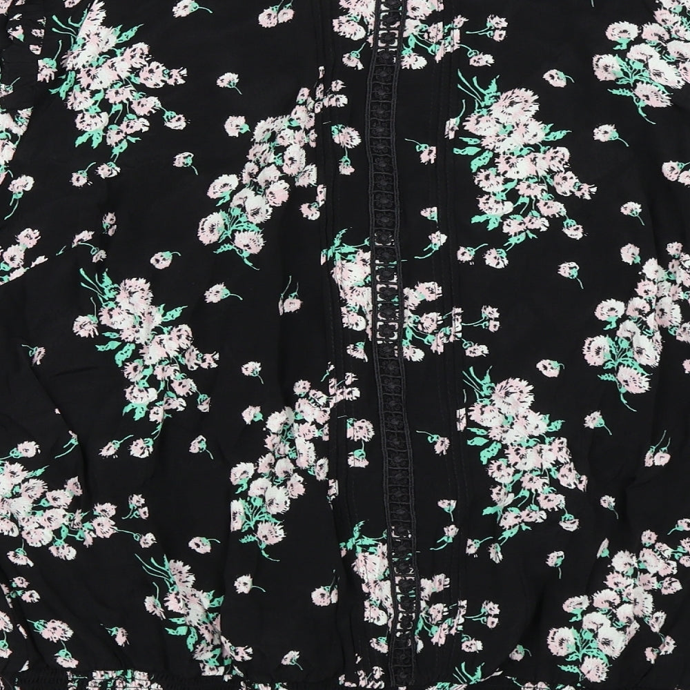 Oasis Womens Black Floral  Basic Blouse Size 18