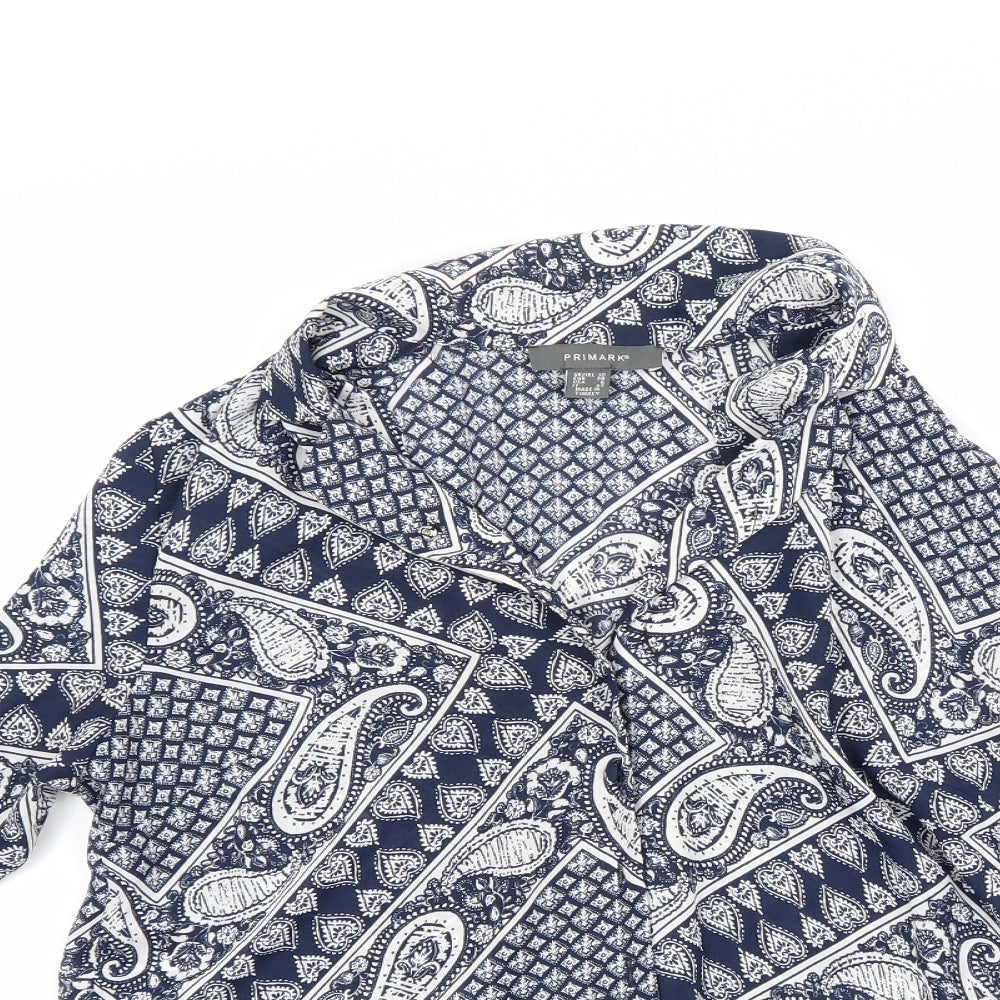 Primark Womens Blue Paisley  Basic Blouse Size 10