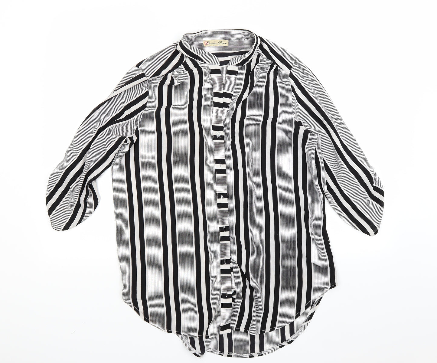 cameo rose Womens Grey Striped  Basic Blouse Size 10