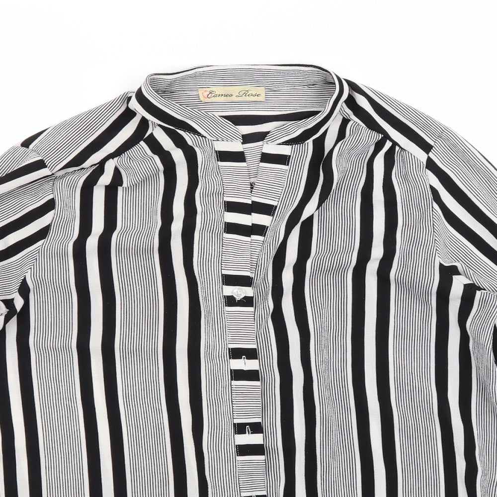 cameo rose Womens Grey Striped  Basic Blouse Size 10