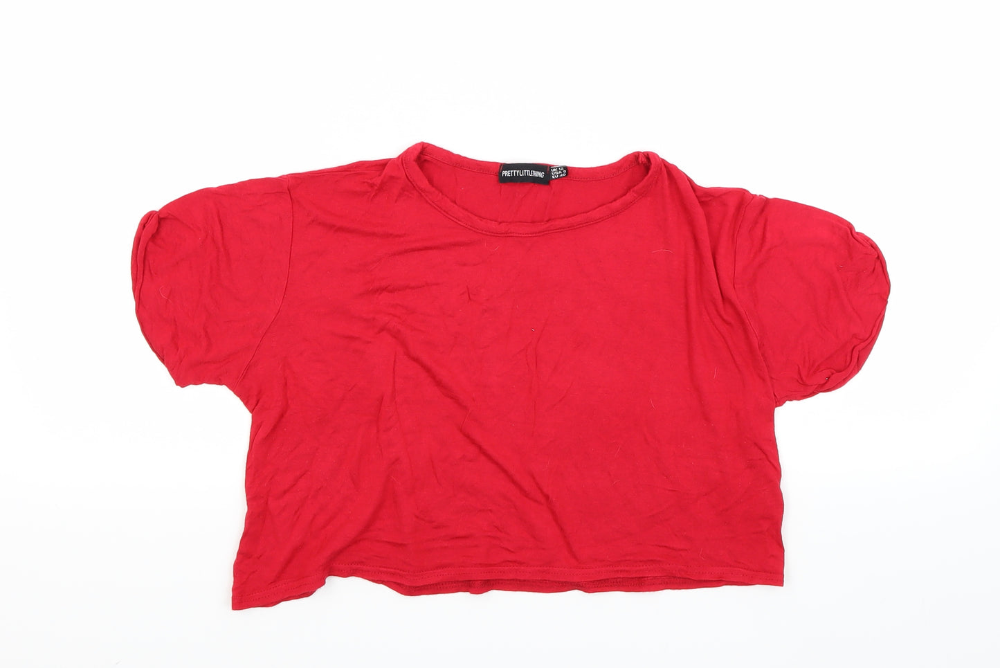PRETTYLITTLETHING Womens Red   Cropped T-Shirt Size 12