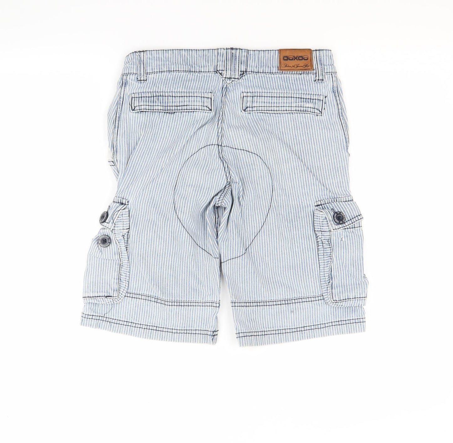 Preworn Boys Blue Striped Denim Cargo Shorts Size 10 Years