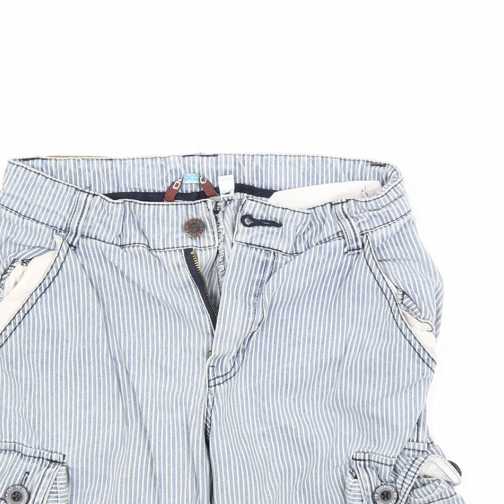 Preworn Boys Blue Striped Denim Cargo Shorts Size 10 Years