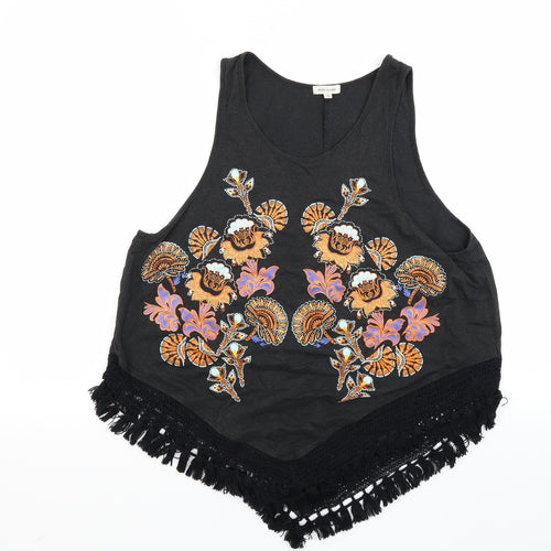 River Island Womens Black Floral  Basic Tank Size 12