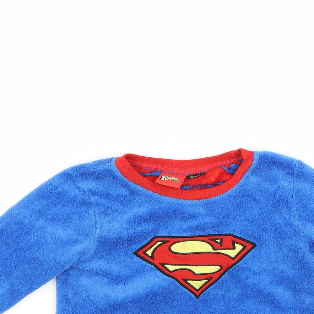 Primark Boys Blue  Fleece  Pyjama Top Size 2-3 Years  - superman