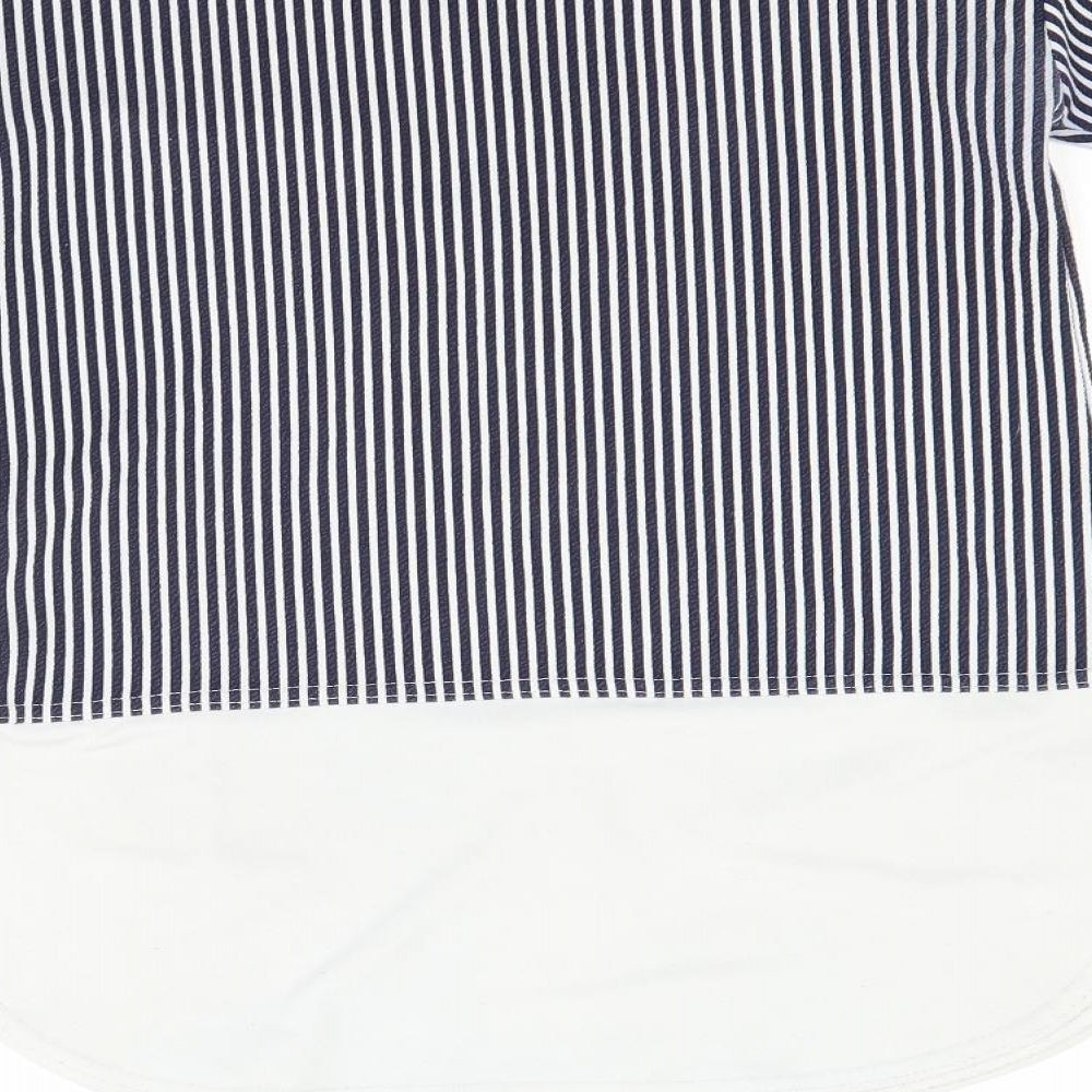 blue vanilla Womens Blue Striped  Pullover Sweatshirt Size 8