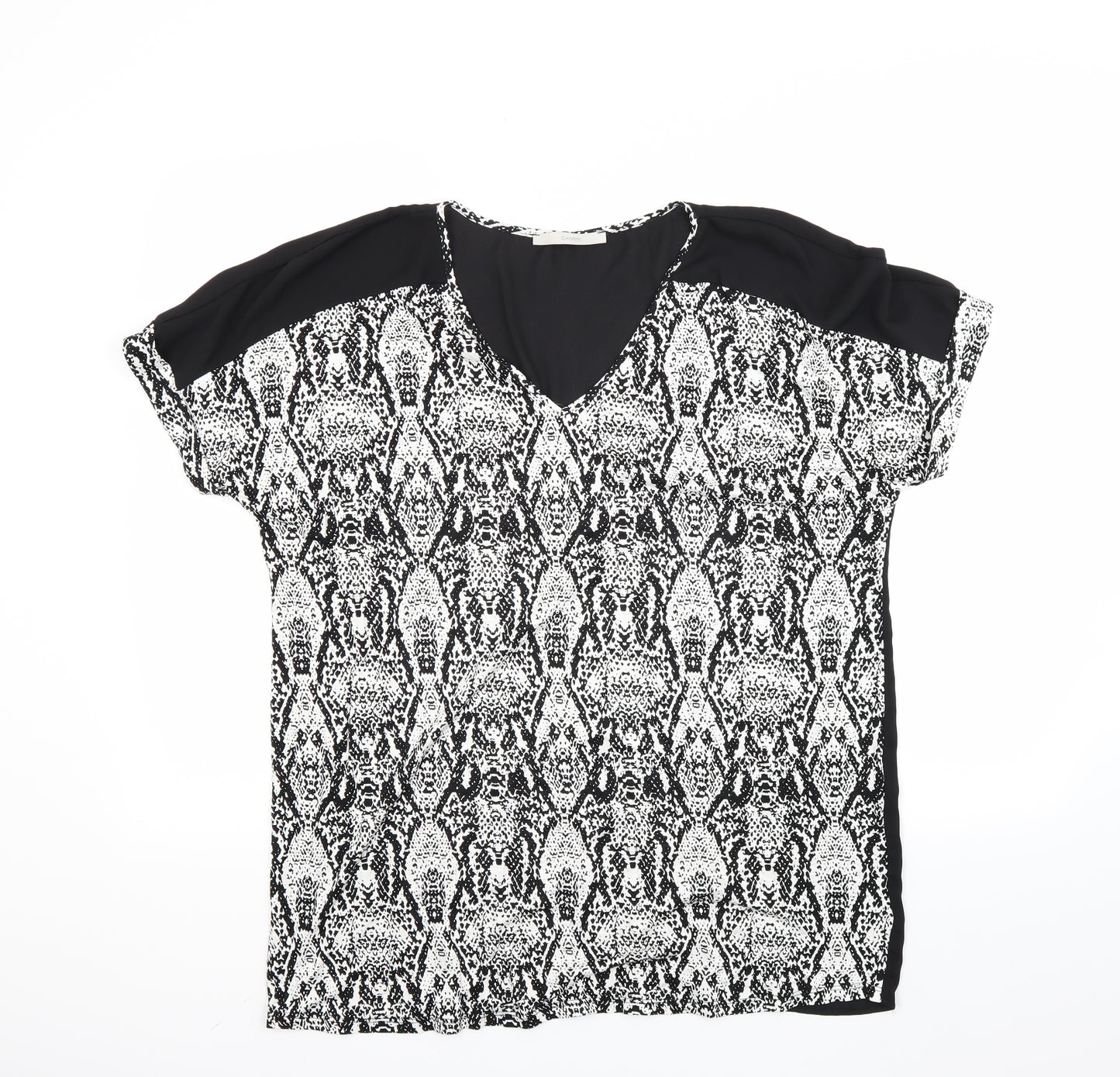 George Womens Black Animal Print  Basic T-Shirt Size 16