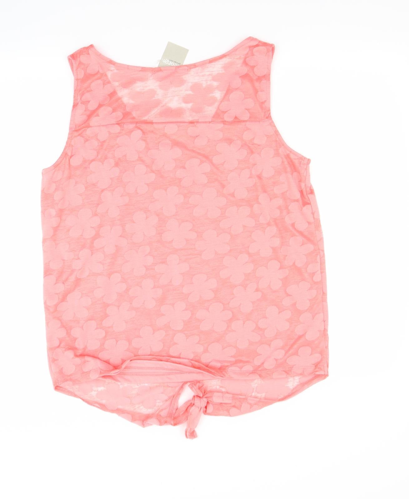 George Womens Pink Floral  Basic Tank Size 16