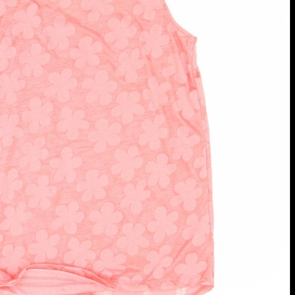 George Womens Pink Floral  Basic Tank Size 16