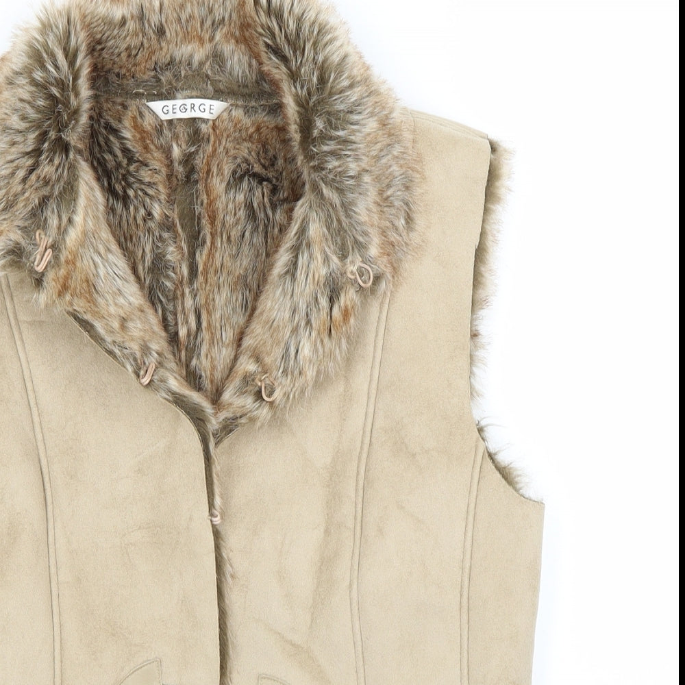 George Womens Brown   Gilet Coat Size 14