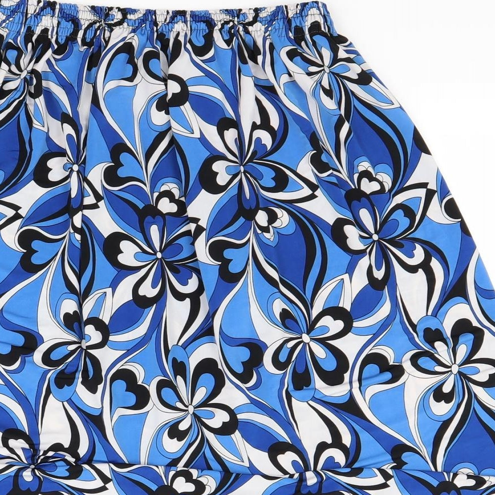 Preworn Womens Blue Floral  A-Line Skirt Size 10