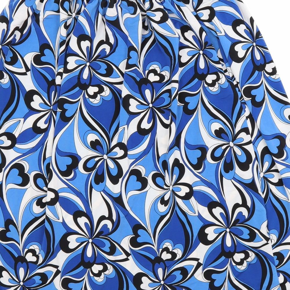 Preworn Womens Blue Floral  A-Line Skirt Size 10