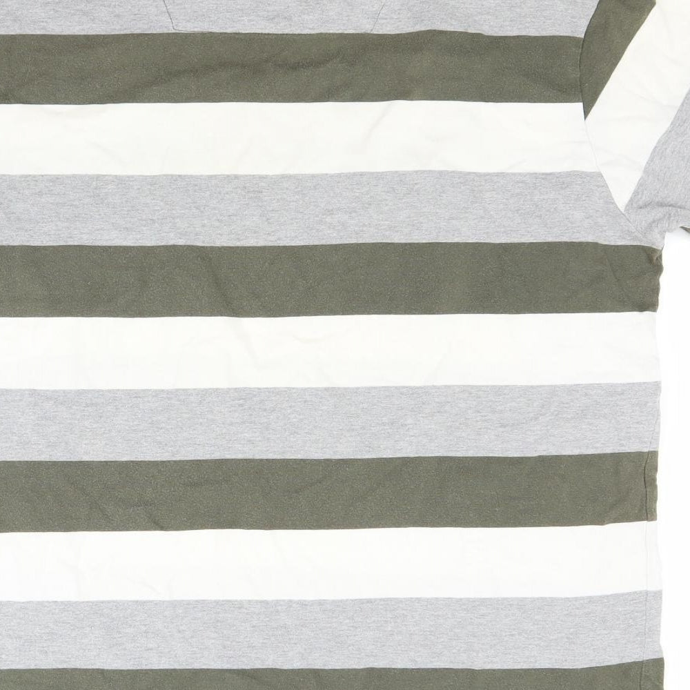 F&F Mens Green Striped   Polo Size XL