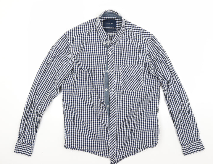 Diverse Mens Blue Check   Button-Up Size M