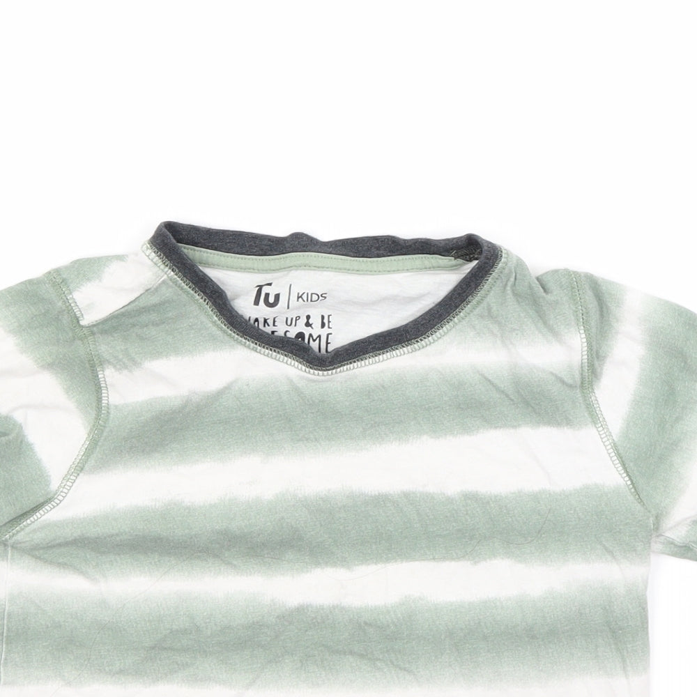 TU Boys Green Striped  Basic T-Shirt Size 8-9 Years