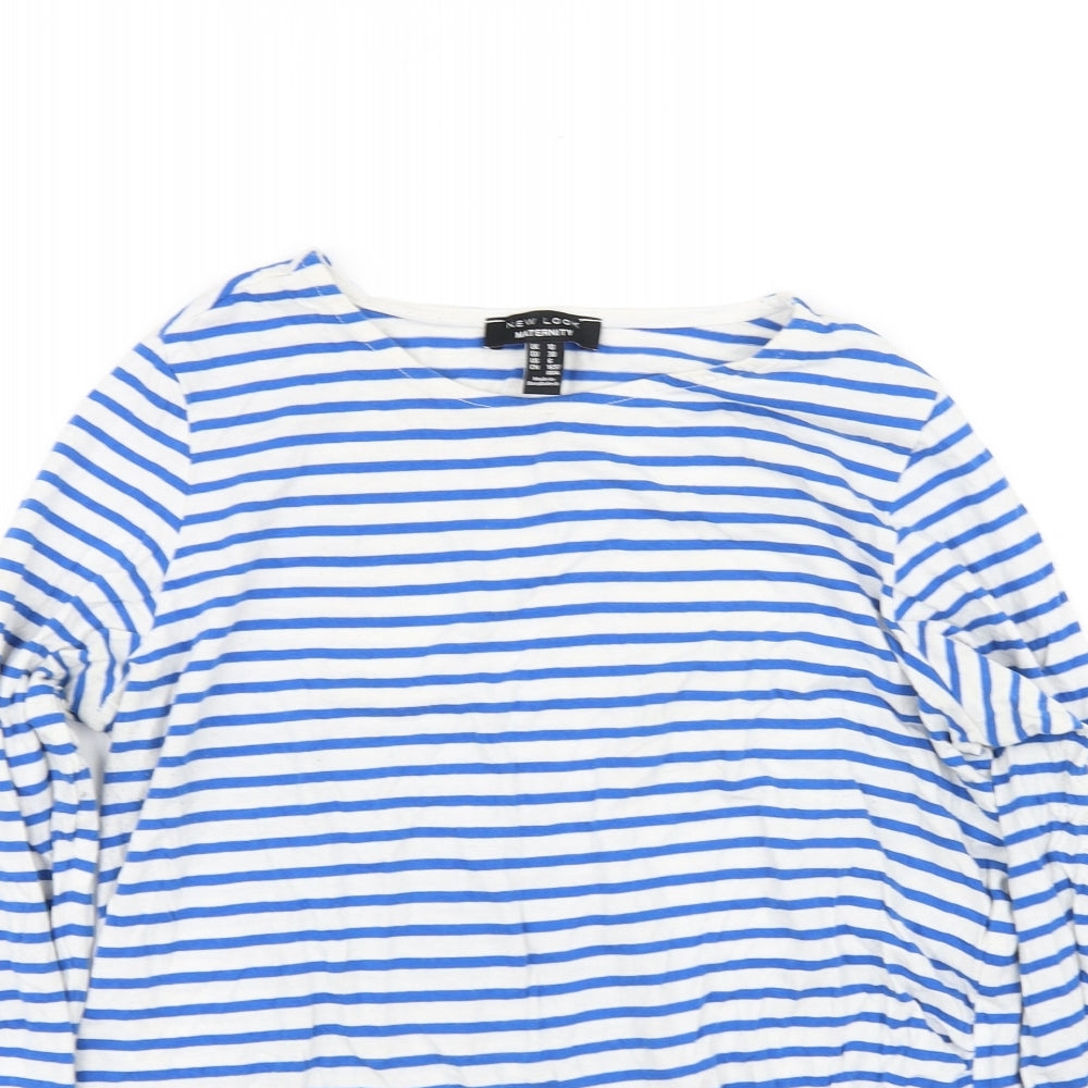 New Look Womens Silver Striped  Basic T-Shirt Size 10