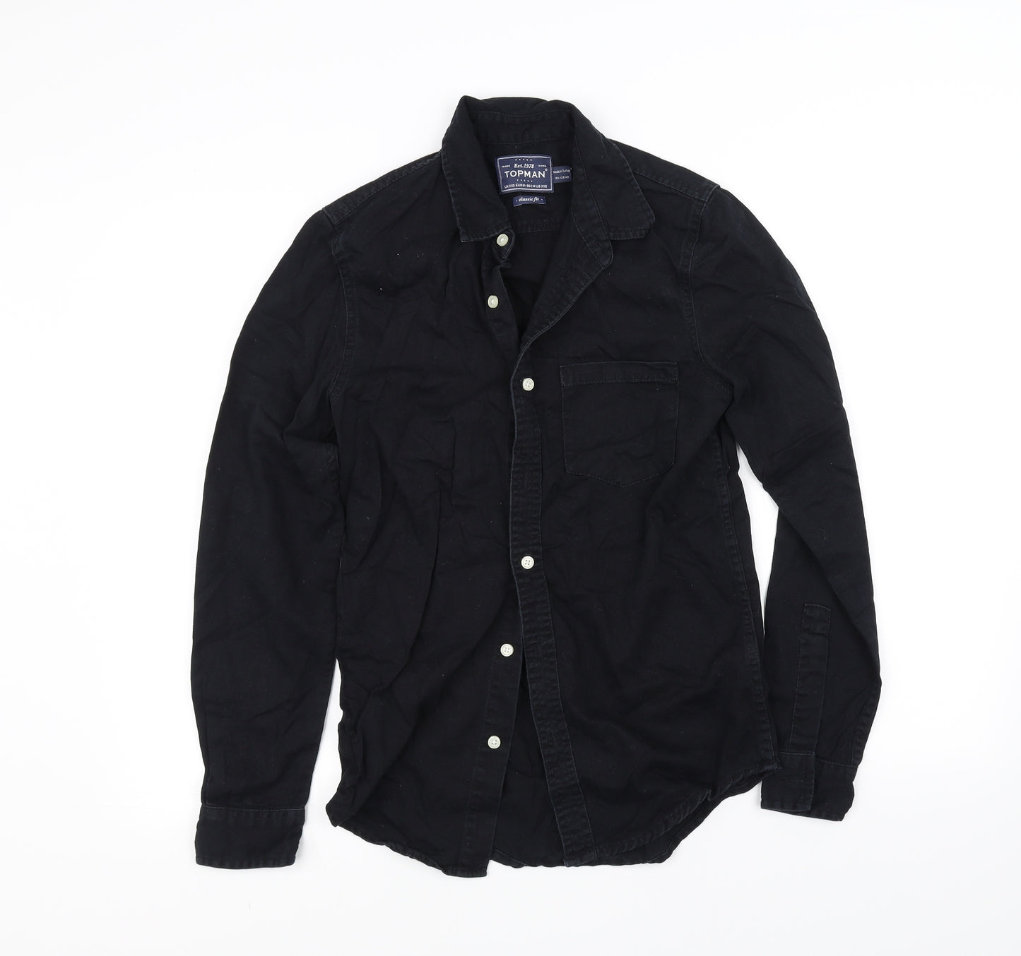 Topman Mens Black    Button-Up Size XS
