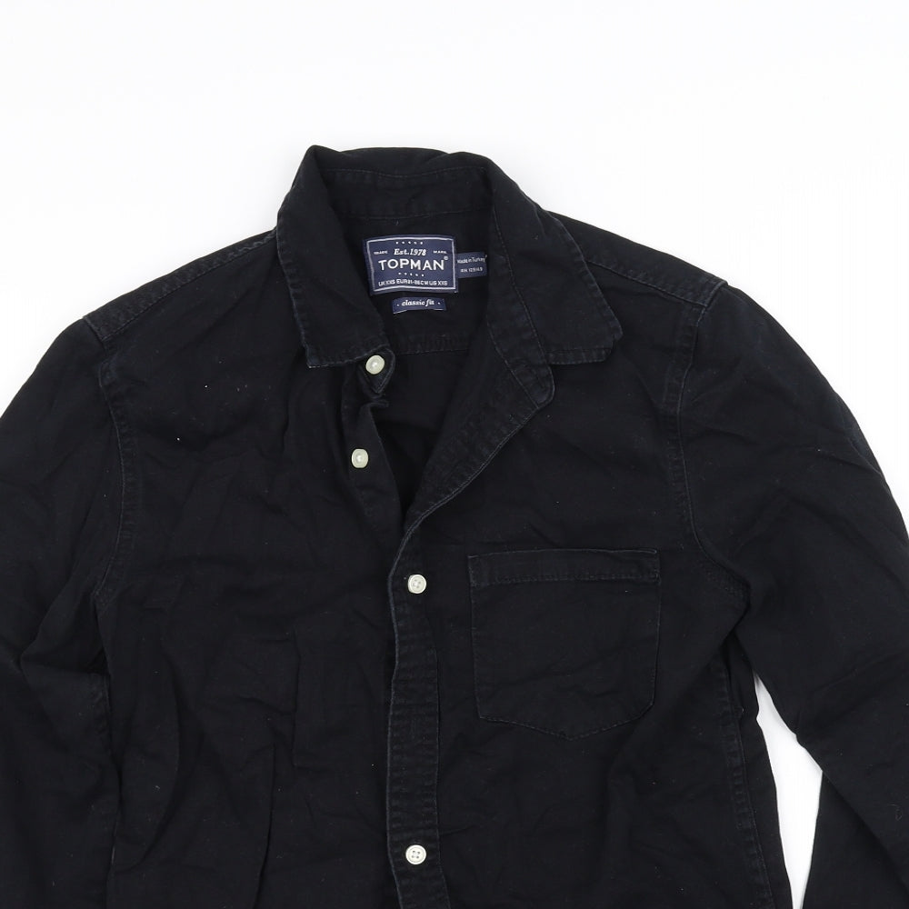 Topman Mens Black    Button-Up Size XS