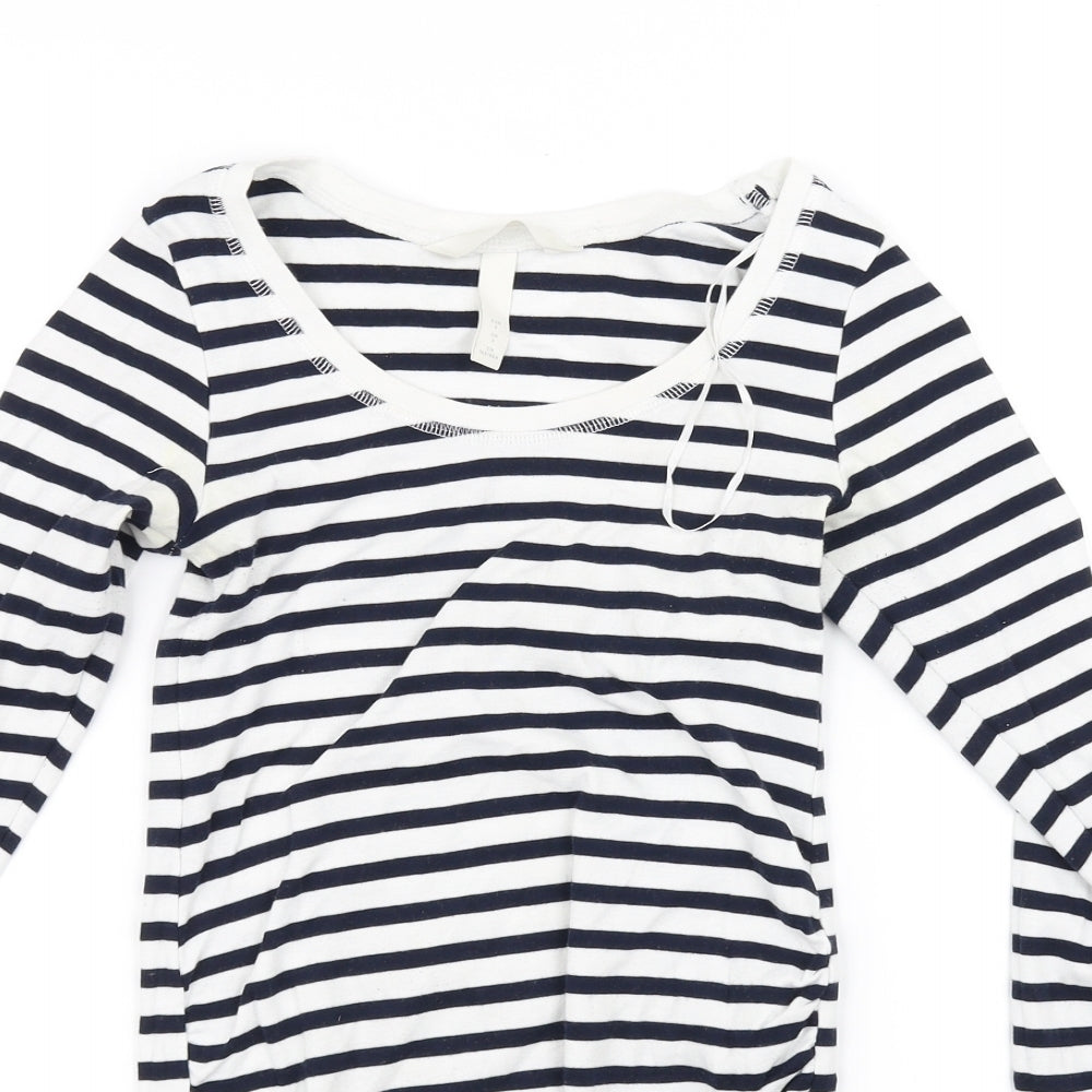 H&M Womens White Striped  Basic T-Shirt Size S