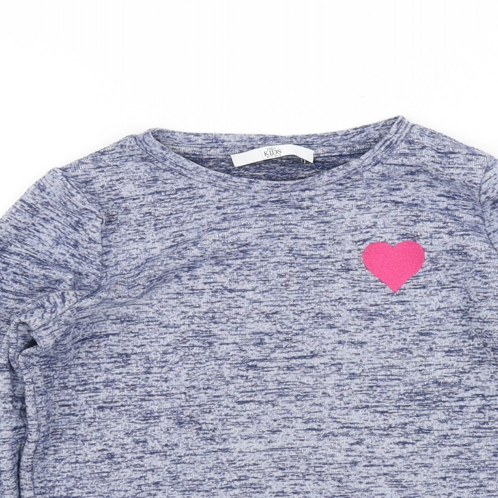m&s Girls Blue   Basic T-Shirt Size 6-7 Years