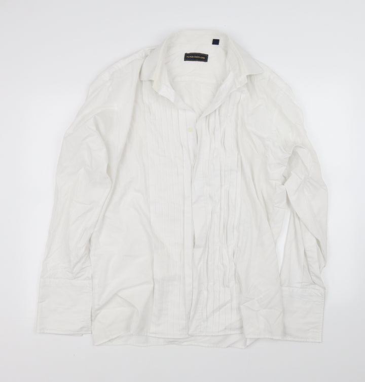 Peter England Womens White Basic Button-Up Size XL