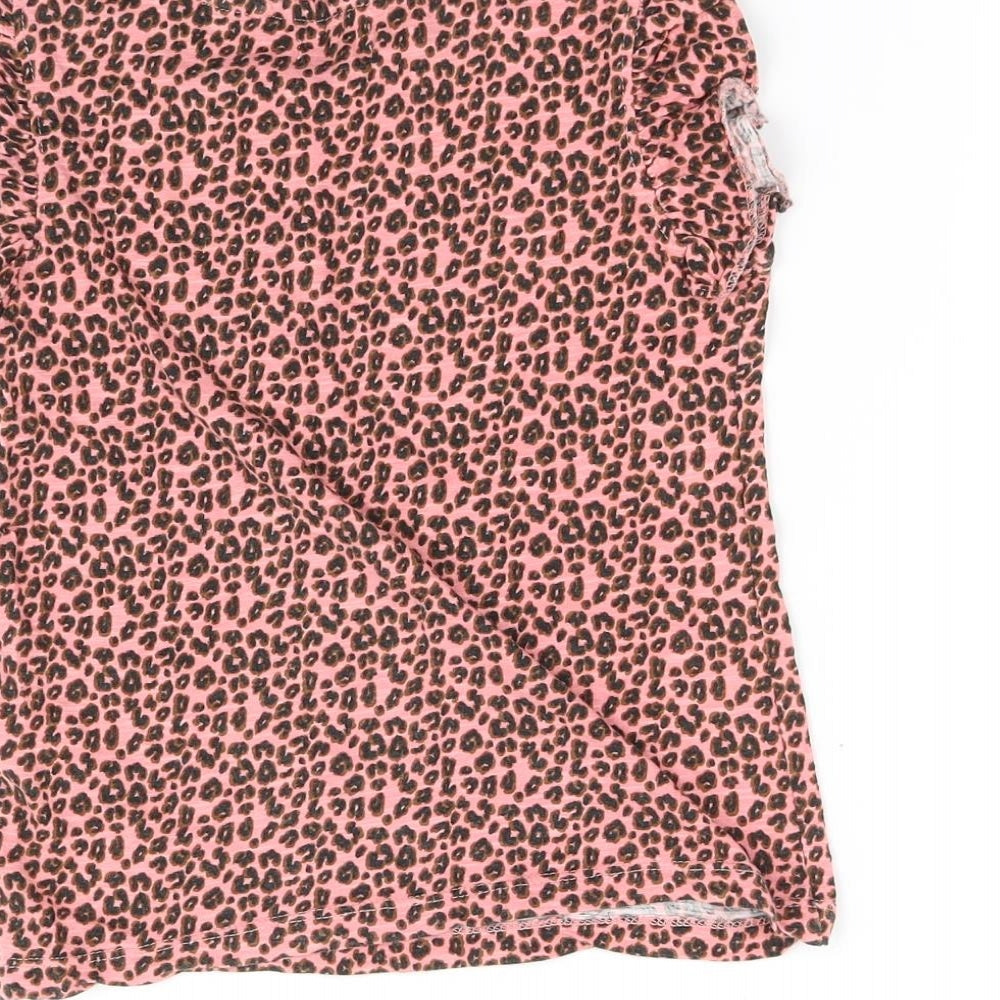 NEXT Girls Pink Animal Print  Basic T-Shirt Size 6 Years
