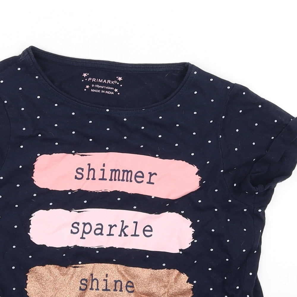 Primark Girls Blue   Basic T-Shirt Size 9-10 Years