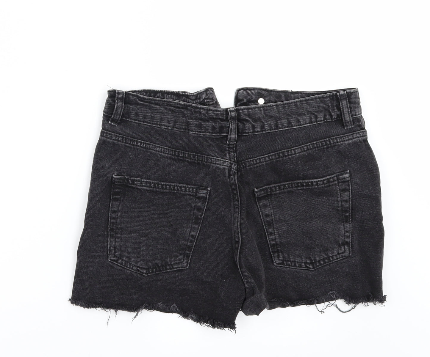 Topshop Womens Black  Denim Hot Pants Shorts Size 8
